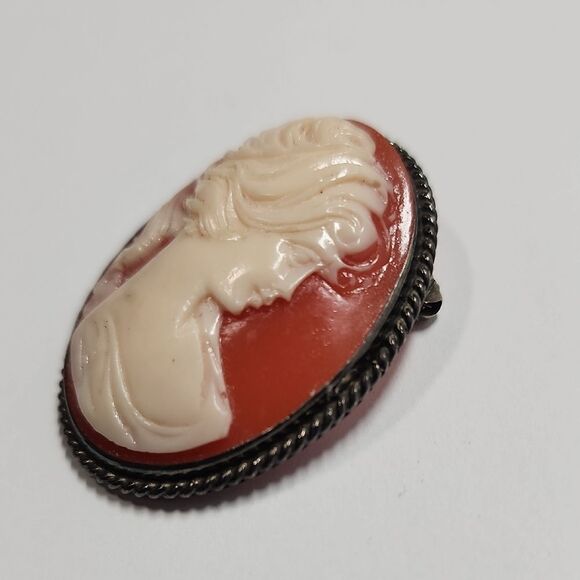 Sterling Silver 925 Cameo Vintage Brooch - Picture 5 of 8